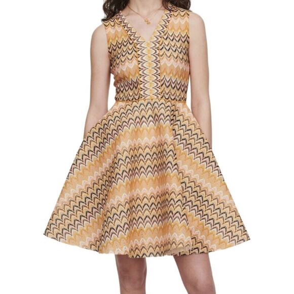 MAJE Reinetta Dress Chevron Sleeveless Fit & flare Guipure Lace T2 Medium NWT - Picture 1 of 6